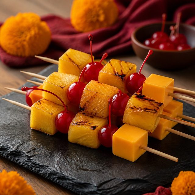 Pineapple Cheese Cherry Skewers