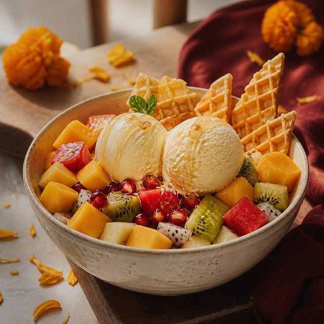 Premium Fruit Bowl with Ice Cream